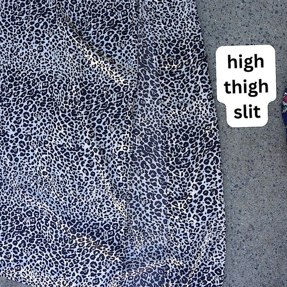 PrettyLittleThing Leopard Off Shoulder Maxi Dress w/ Thigh Slit | Size 12 - Picture 4 of 16